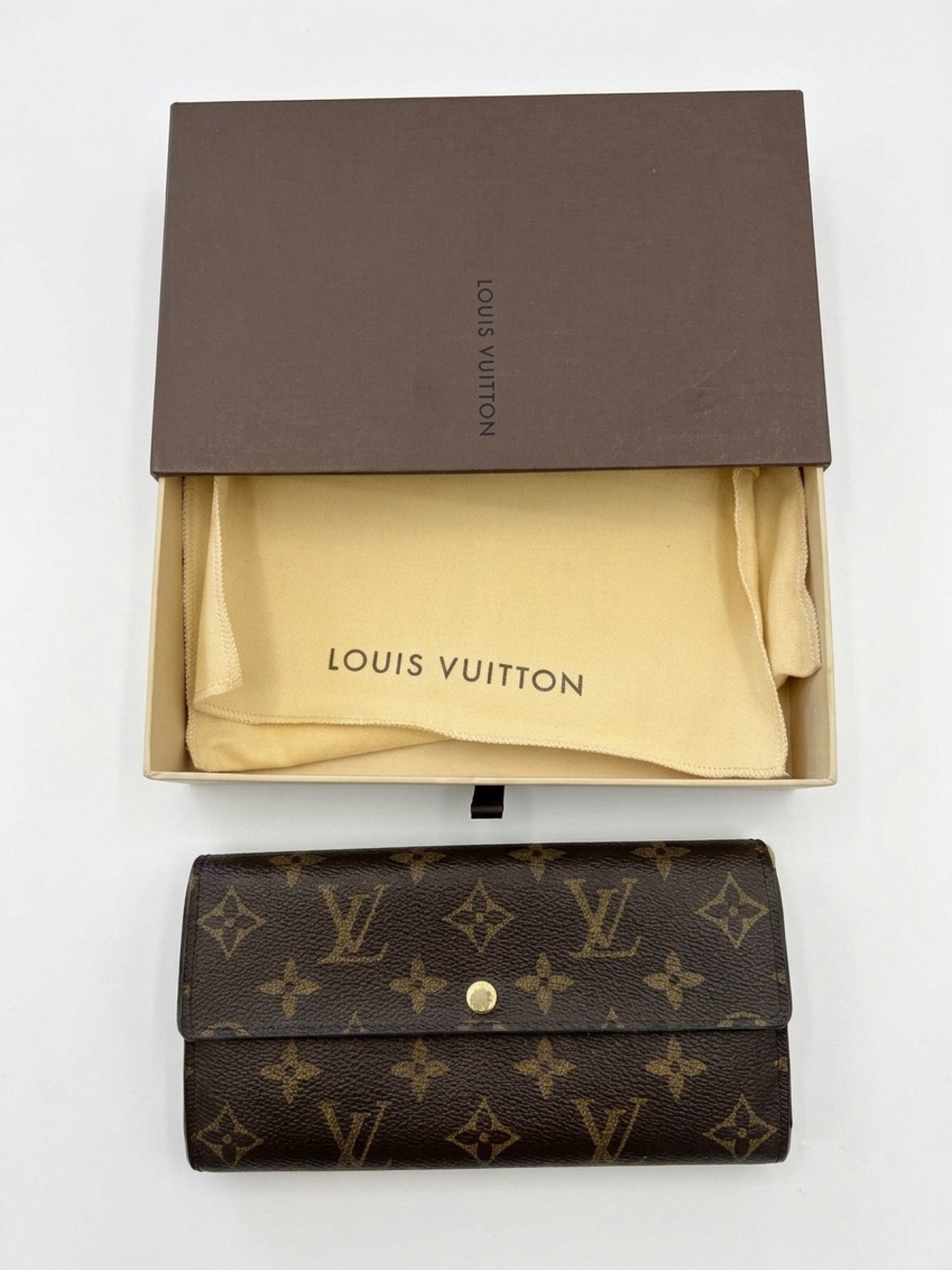 Louis Vuitton Vintage Sarah Monogram Continental Wallet Brown Gold
